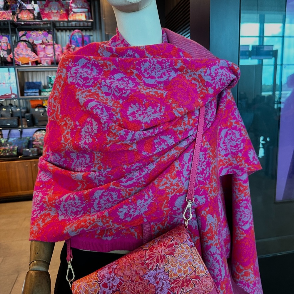 Vibrant Pink and Purple Floral Scarf